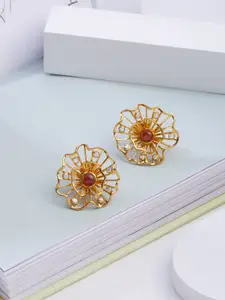 Kicky And Perky Rose Gold Floral Studs Earrings