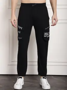 DOOR74 Men Typography Printed Cotton Relaxed Fit Joggers