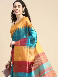 VISHNU WEAVES Colourblocked Zari Silk Cotton Saree