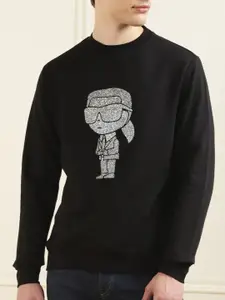 Karl Lagerfeld Graphic Printed Pure Cotton Pullover Sweatshirt