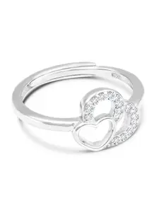 Zarkan Rhodium-Plated AD Studded Pure Silver Zircon Ring