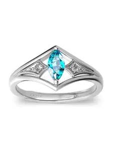 Zarkan Rhodium-Plated American Diamond Studded Finger Ring