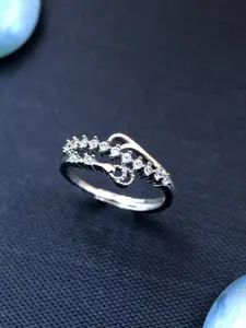 Zarkan Rhodium-Plated AD Studded Finger Ring