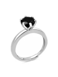 Zarkan 925 Sterling Silver Rhodium Plated AD Studded Finger Ring