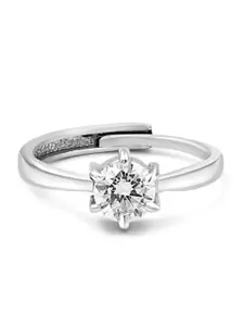 Zarkan 925 Sterling Silver Rhodium Plated AD Studded Finger Ring