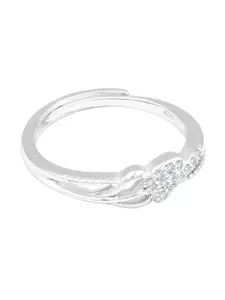 Zarkan Rhodium-Plated Sterling Silver AD Studded Finger Ring