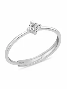 Zarkan 925 Sterling Silver Rhodium-Plated American Diamond Studded Finger Ring