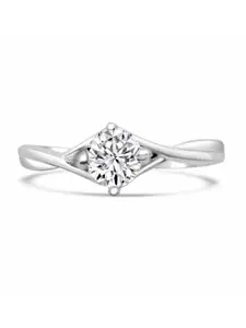 Zarkan Sterling Silver Rhodium-Plated AD Studded Finger Ring