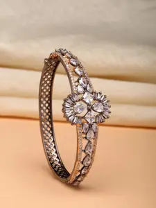 ZENEME Rose Gold-Plated American Diamond Studded Bangle-Style Bracelet
