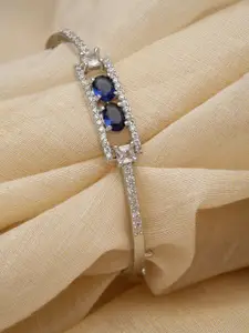 ZENEME Rhodium-Plated  American Diamond Studded Bangle-Style Bracelet