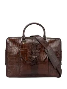 Da Milano Textured Leather Laptop Bag -Up to 15 inch