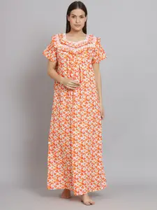 SEPHANI Floral Printed Cotton Maxi Nightdress