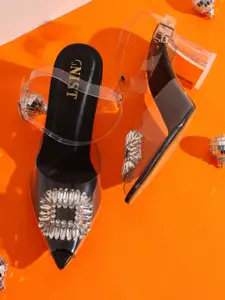 GNIST Embellished Peep Toes Block Heels