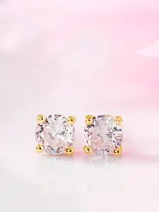 Zavya Gold-Plated Sterling Silver CZ Studded Circular Studs Earrings