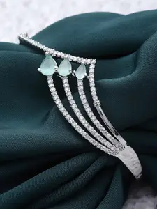 ZENEME Rhodium-Plated American Diamond Kada Bracelet
