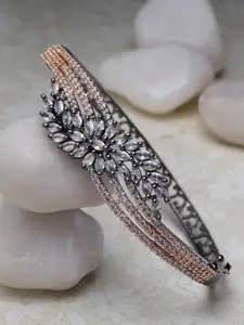 ZENEME Rose Gold-Plated American Diamond Kada Bracelet