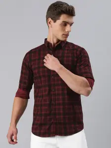 Majestic Man Men Comfort Slim Fit Tartan Checked Pure Cotton Casual Shirt