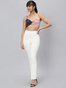 OUI Shoulder Strap Floral Printed Crop Top And Trousers Co-Ords