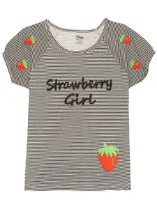 2Bme Girls Striped Puff Sleeves Cotton Top
