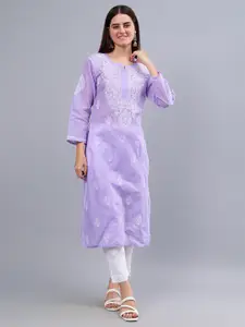 Seva Chikan Ethnic Motifs Embroidered Straight Chikankari Kurta