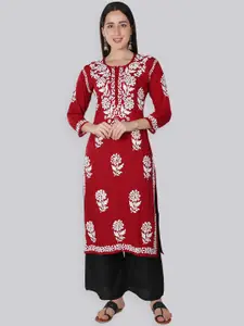 Seva Chikan Ethnic Motifs Embroidered Chikankari Kurta