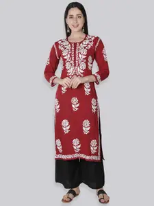 Seva Chikan Ethnic Motifs Embroidered Chikankari Kurta