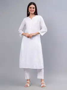 Seva Chikan Ethnic Motifs Embroidered Chikankari Kurta