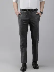 Park Avenue Men Checked Smart Fit Mid-Rise Formal Trousers