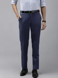 Park Avenue Men Self Design Mid-Rise Textured Formal Trouser