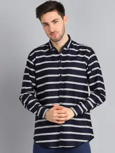 HANUMNTRA Comfort Striped Spread Collar Regular Fit Polycotton Casual Shirt