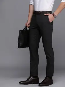 Raymond Men Self Design Textured Slim Fit Formal Trousers