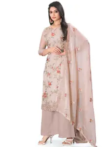 Stylee LIFESTYLE Floral Embroidered Organza Unstitched Dress Material