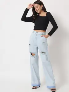 Chemistry Asymmetric Neck Fitted Crop Top