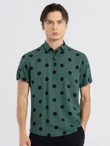 Snitch Polka Dot Printed Polo Collar T-shirt