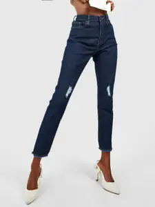 Boohoo Women Skinny Fit High-Rise Ripped Jeans