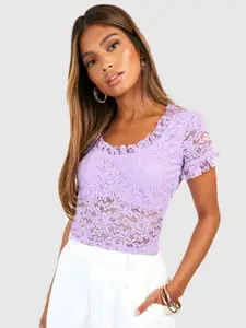 Boohoo Frill Detail Lace Top