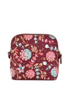 Anouk Burgundy Floral Printed Makeup Pouch