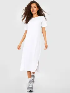 Boohoo Pure Cotton Slit T-shirt Midi Dress
