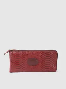 Hidesign Women Snakeskin Textured Leather Zip Around Wallet