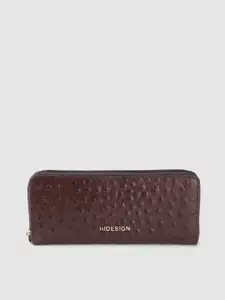 Hidesign Women Geometric Textured Leather Zip Around Wallet