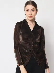 Chemistry Shimmer Twisted Shirt Style Top