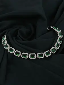 Mirana American Diamond Rhodium-Plated Wraparound Bracelet