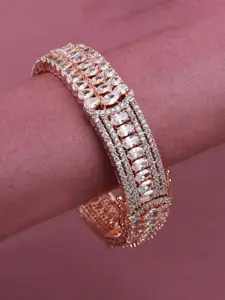 Mirana Rose Gold-Plated American Diamond Studded Bangle-Style Bracelet