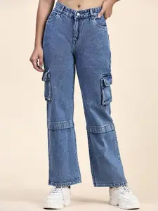 BAESD Women Mid-Rise Light Fade Wide Leg Jeans