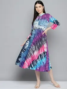 Jompers Abstract Printed Fit & Flare Midi Dress