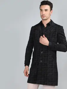 CHKOKKO Checked Longline Woollen Overcoat