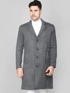 CHKOKKO Notched Lapel Woollen Tweed Longline Overcoat