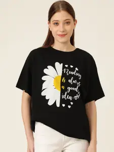 Kotty Typography Printed Casual Oversized T-shirt