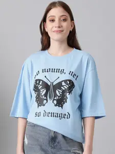 Kotty Graphic Printed Round Neck Oversized T-shirt