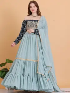 Ethnovog Ethnic Motifs Embroidered Sequinned Ready to Wear Lehenga & Blouse With Dupatta